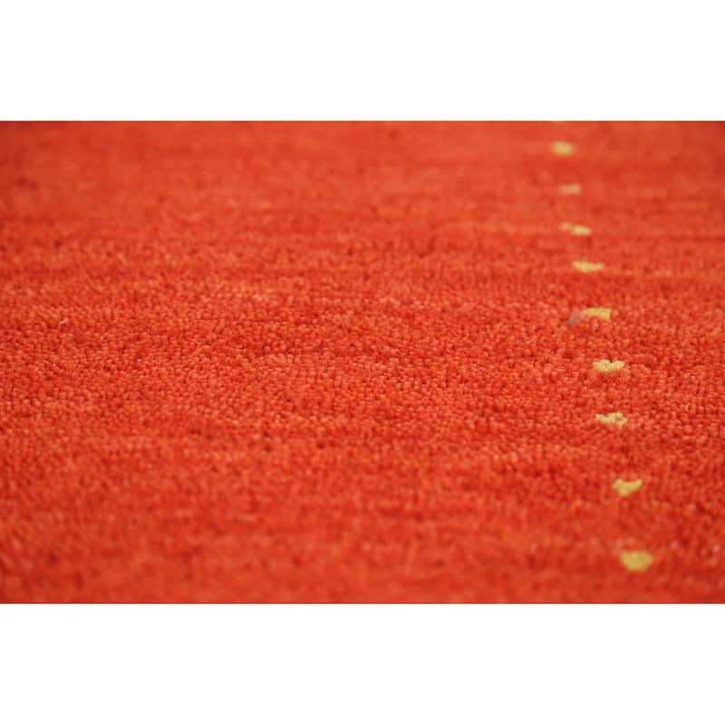 Orange Tribal Gabbeh Rug Hand-Knotted Wool Carpet - 4'0" x 5'10"