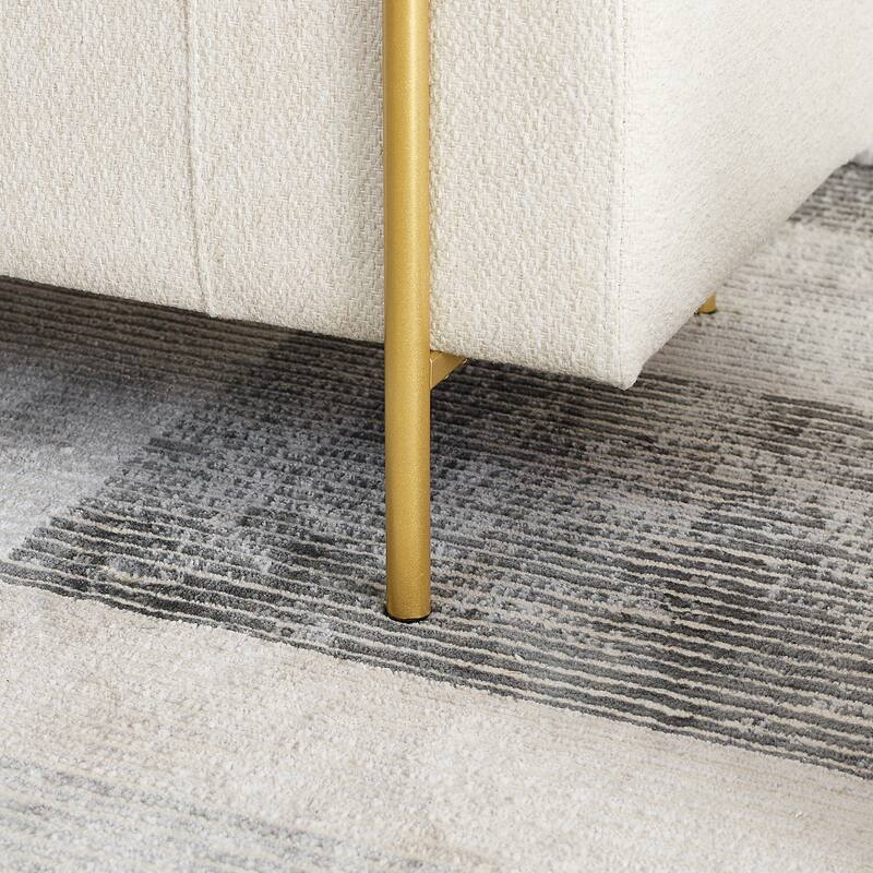 Elegant Linen Storage Bench with Cylindrical Arms & Metal Legs