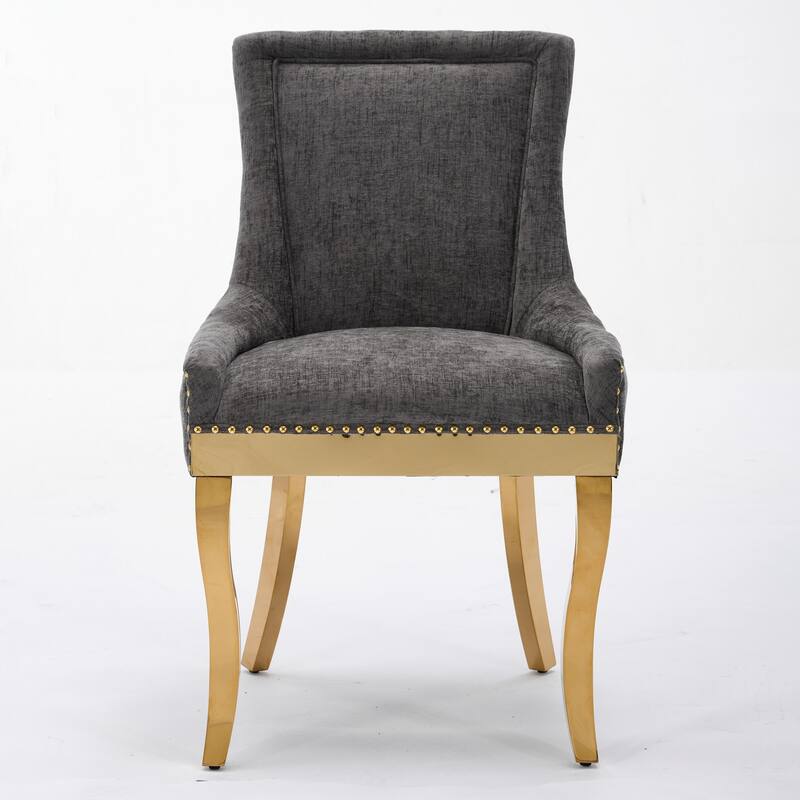 Chenille Dining Chairs with Textured Fabric 2PCS