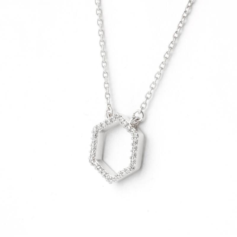1/10ct Diamond Geometric Pendant Necklace in Silver for Women