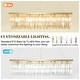 preview thumbnail 9 of 18, 6 lights Rectangle Crystal Chandeliers for Dining Room, 39" Large Linear Water Ripple Glass Island Light Fixture