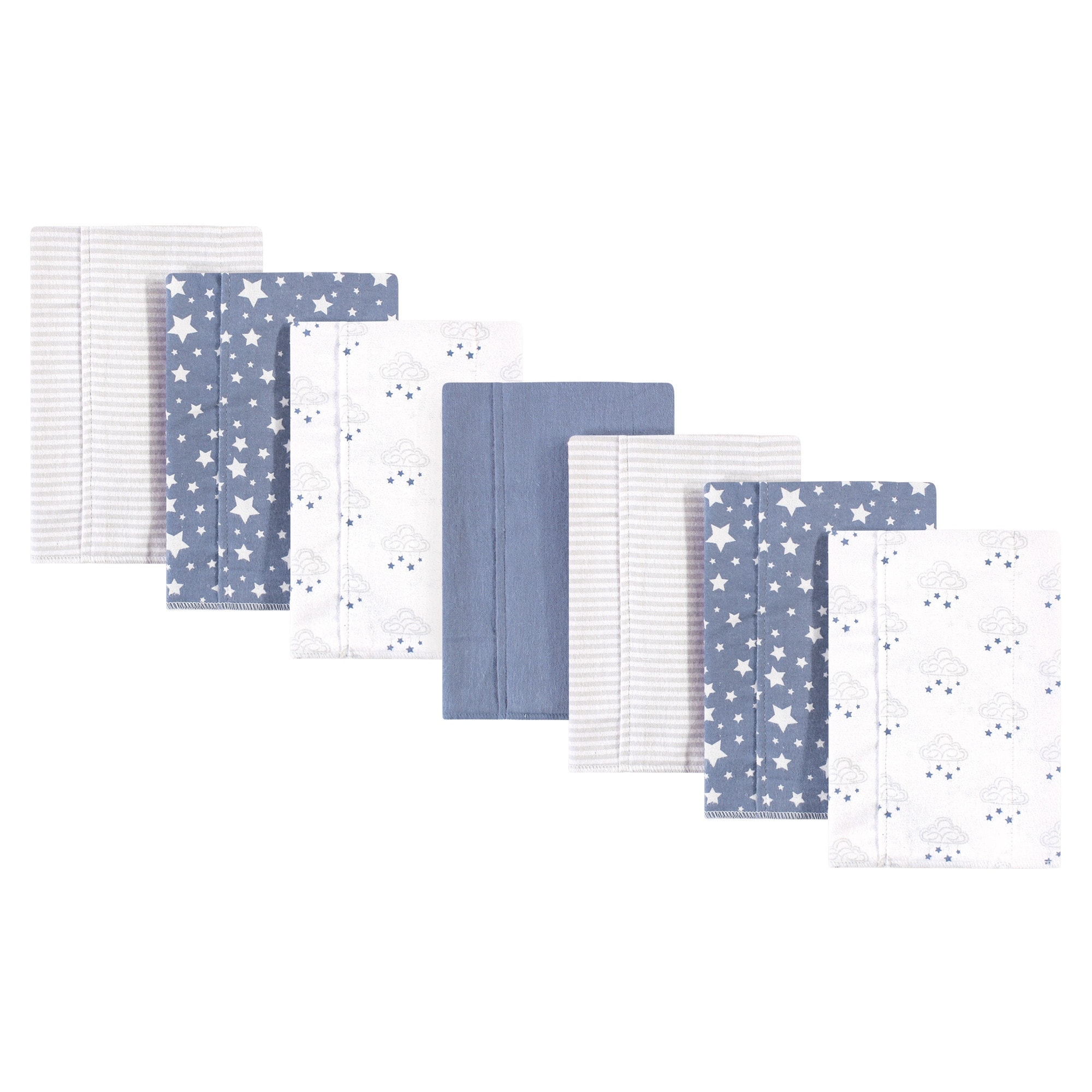 Hudson Baby Infant Boy Cotton Flannel Burp Cloths 7pk, Cloud Mobile Blue, One Size - Cloud Mobile Blue - One Size