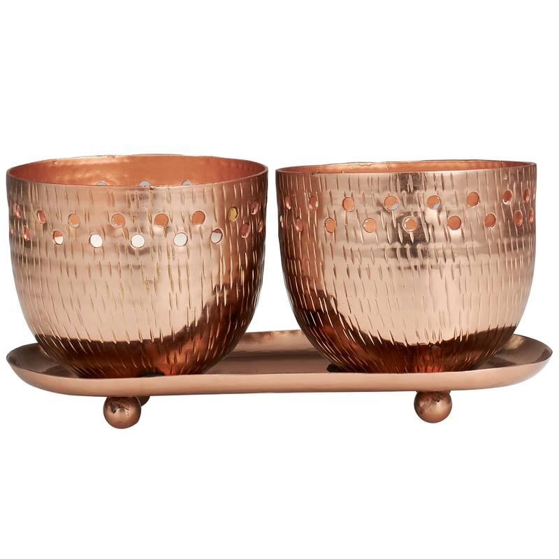 Gold or Copper or Silver Metal Scented Cutout Spotted 7 oz 1 Wick Candle with White Wax (Set of 2)