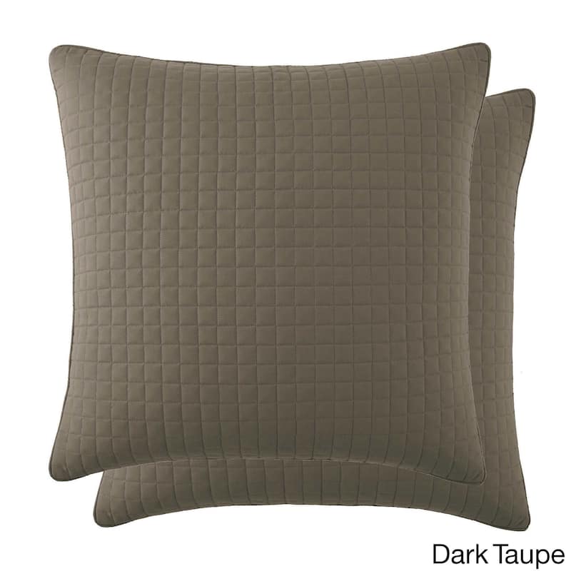 Beautiful Square Stitched Quilted Shams Covers (Set of 2) by Southshore Fine Linens - 20 x 36 - Dark Taupe