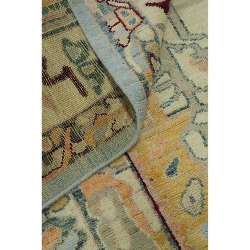 Vegetable Dye Wool Oushak Turkish Area Rug, Medallion Geometric Carpet - 11' 11'' X 9' 0''