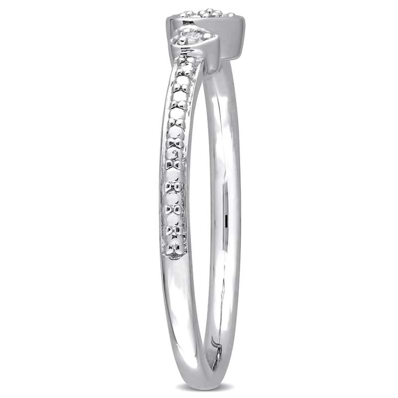 Miadora Diamond Accent Double Heart Promise Stacking Ring in Sterling Silver