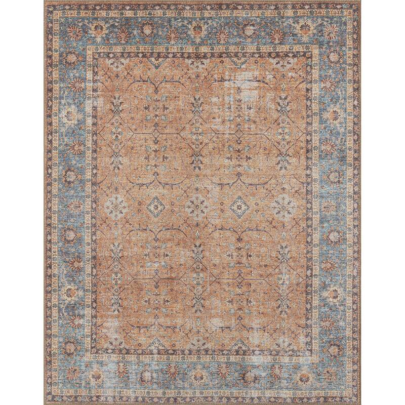 Park Avenue Traditional Border Indoor Machine Washable Area Rug