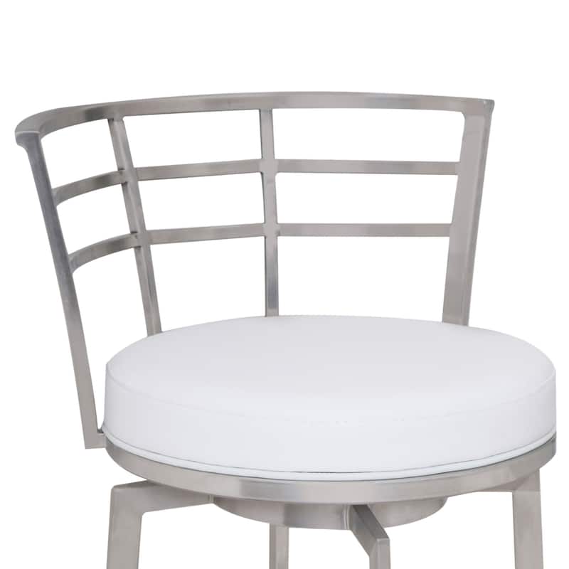 HomeRoots 35" White Faux Leather And Iron Swivel Low Back Counter Height Bar Chair - 20