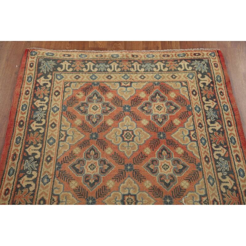 Traditional Hamedan Persian Vintage Runner Rug Handmade Wool Carpet - 2'10" x 12'2"