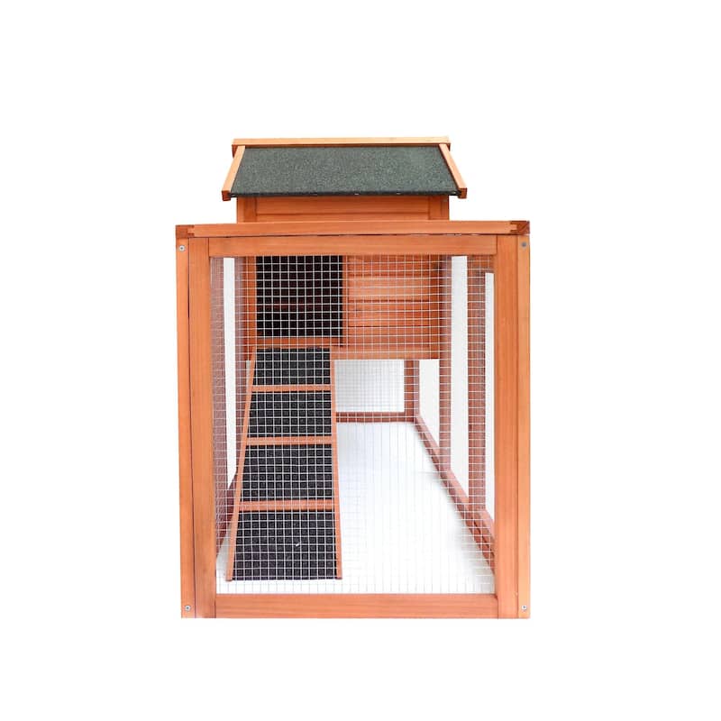 2-Story Hutch Indoor Outdoor Bunny Cage, Chicken Coop Poultry House with Run - Multi