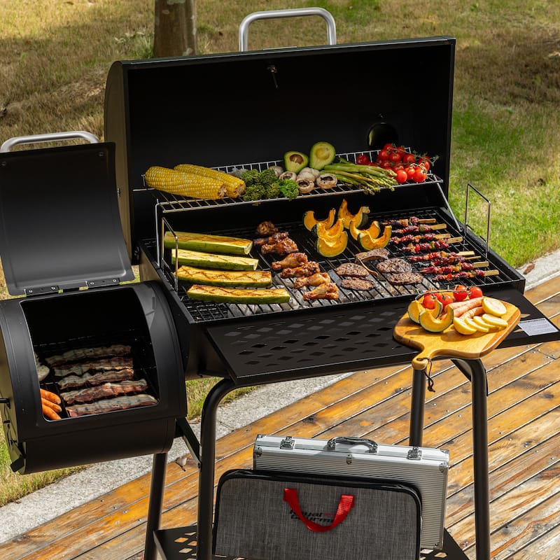 Royal Gourmet Charcoal Grill with Barrel Offset Smoker