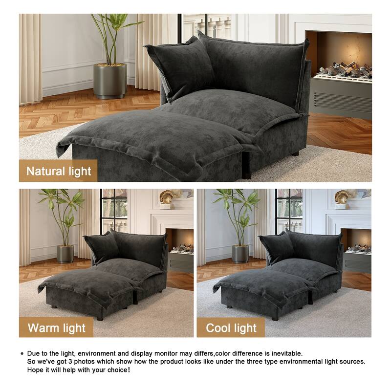 Modern Cloud Chaise Longue Accent Chair with Ottoman set