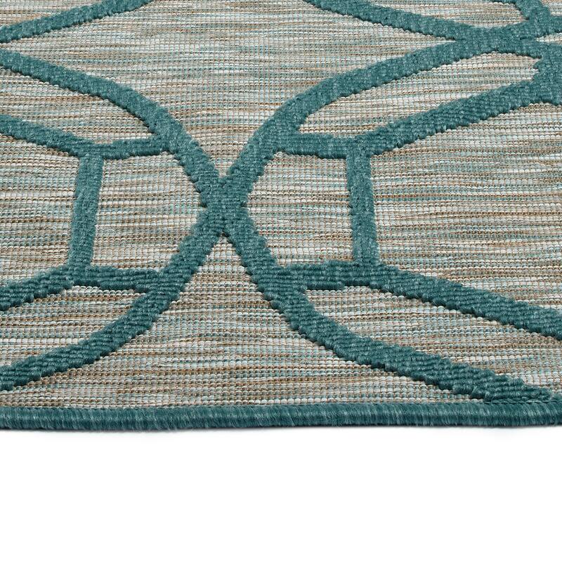 Contemporary Transitional Geometric Textured High-Low Cut & Loop Runner - 2x 6