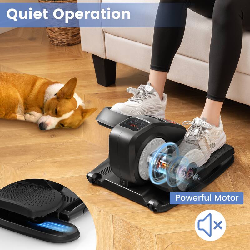 Compact Under Desk Elliptical Machine with Foot Pedals and 5-Speed Adjustable Forward-Backward