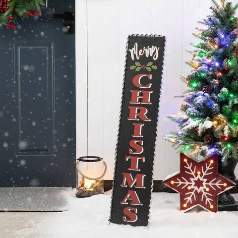 Glitzhome 36"H Christmas Outdoor Wooden Porch Sign