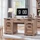 preview thumbnail 7 of 28, 60" Farmhouse Executive Desk, Wood Home Office Desk, Computer Desk Rustic Natural Oak