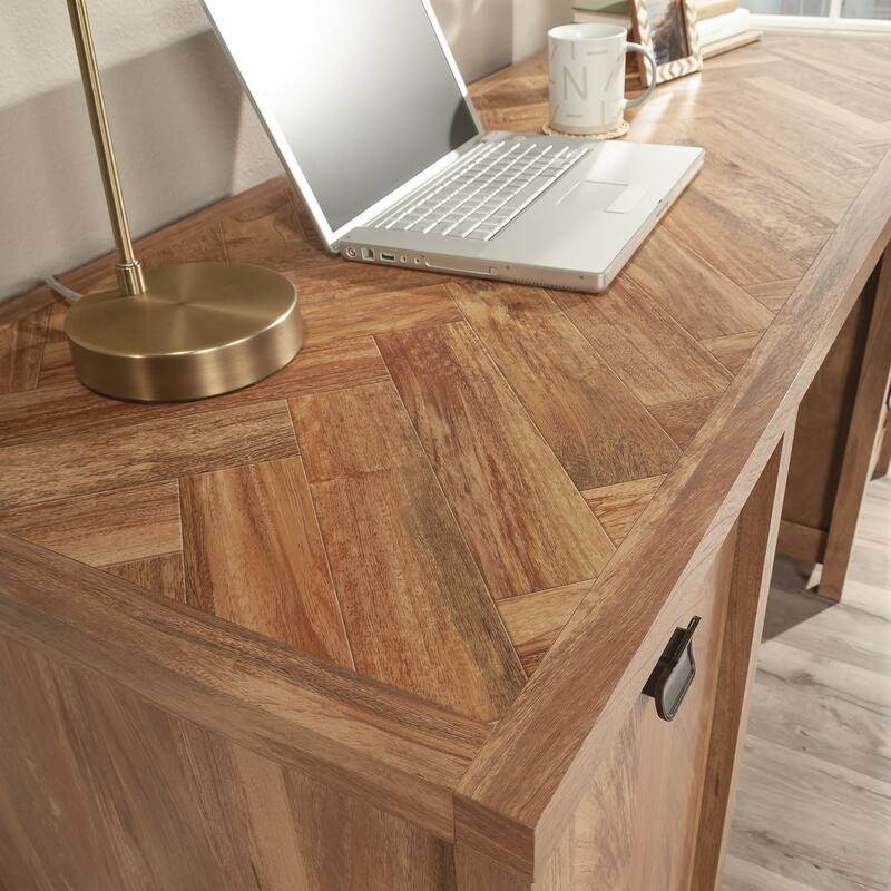 Engineered Wood Industrial Computer Desk with Three Roomy Drawers, Brown