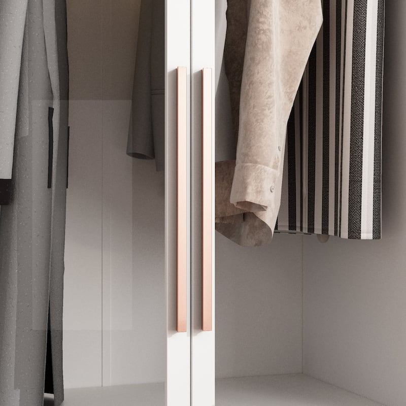 Glass Door Wardrobe Armoire Storage Closet with Light Display Cabinet