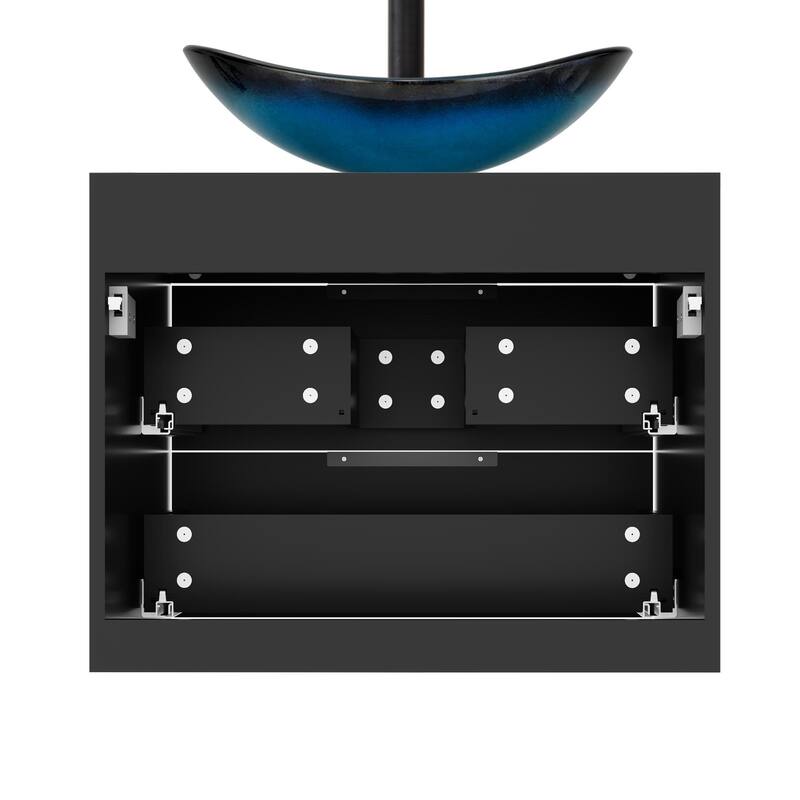 Modern Wall Mounted Bathroom Vanity Set with Vessel Sink & Faucet