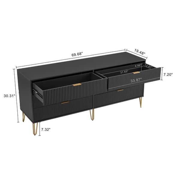 Manhattan Comfort DUMBO Modern 6-Drawer Double Low Dresser in Black Manhattan Comfort DUMBO Modern 6-Drawer Double Low Dresser in Black