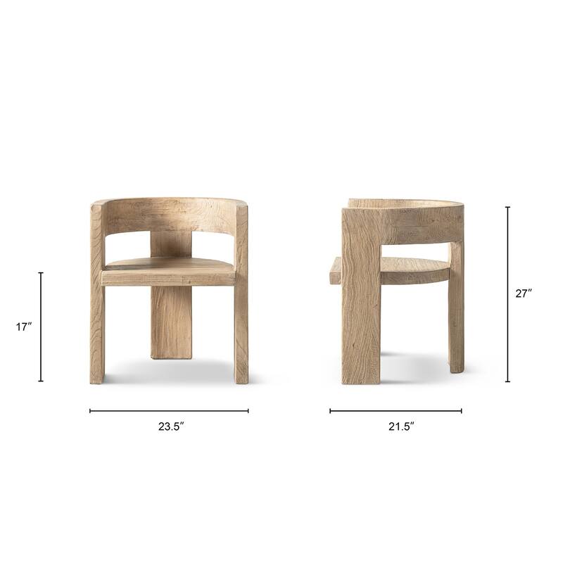 Jennifer Taylor Home Soren Solid Reclaimed Elm Sculptural Accent Curved Dining Chair