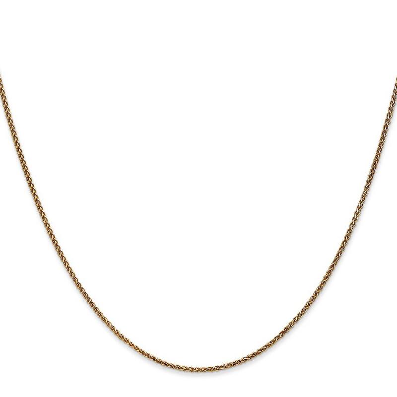 Curata 14k Yellow Gold Solid 7" 1.2mm Diamond-Cut Spiga Wheat Chain Bracelet - (Lobster Claw)