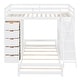 preview thumbnail 4 of 16, Twin Over Twin Bunk Bed with LED Lights & USB Ports, Storage Drawers, Shelves, Desk, and Safety Rails for Kids' Room, White