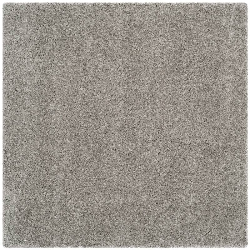 SAFAVIEH California Premium Shag Izat 2-inch Thick Area Rug - 5'3" Square - Silver