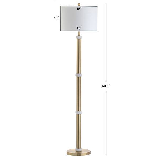 Gregory 60.5" Metal/Marble LED Floor Lamp, Brass Gold/White by JONATHAN Y - 60.5" H x 15" W x 15" D - Overstock - 22840951