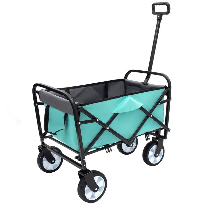 Foldable Wagon Cart with 3 Liner Bags - Heavy Duty Beach & Utility Use - Green
