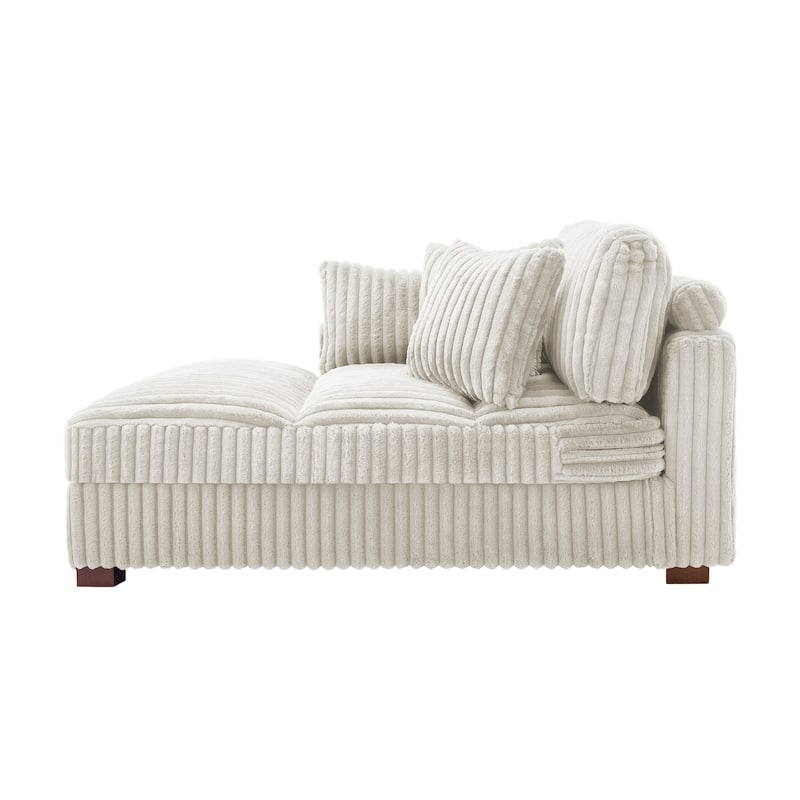 41" W Plush Corduroy Chaise Lounge with Pillows