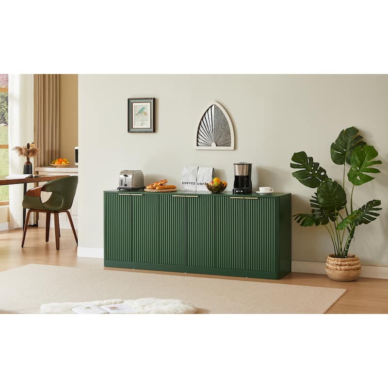 67" Modern 6 Doors Curved Contour Design Storage Cabinet