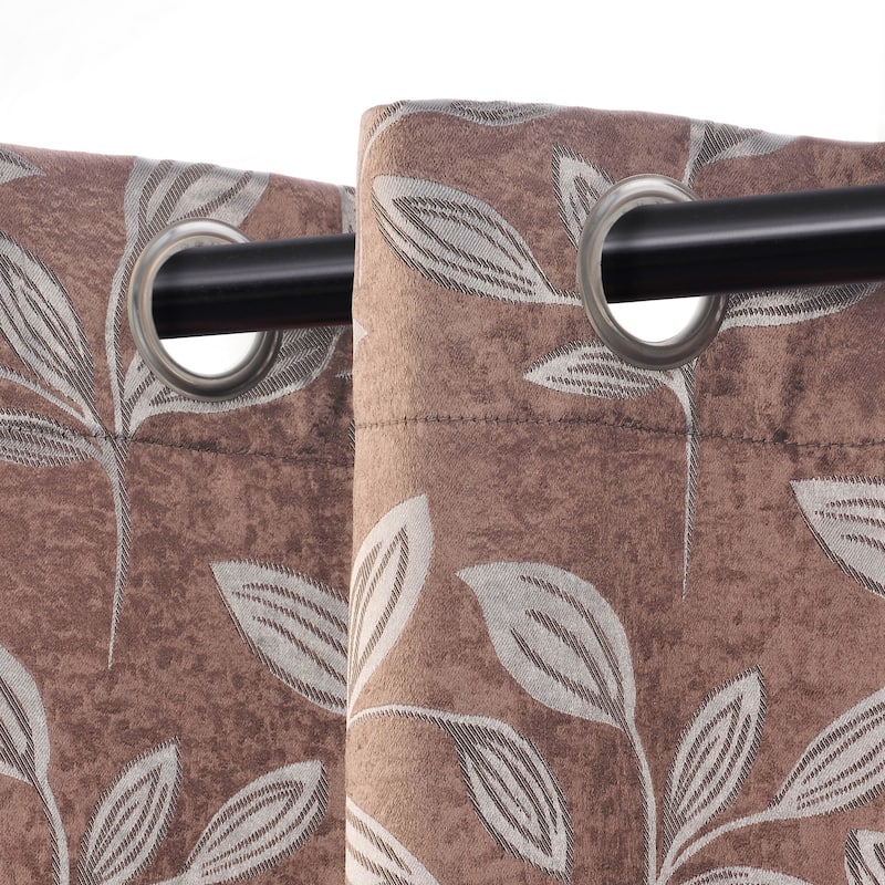 Superior Modern Bohemian Leaves Room Darkening Curtains with Grommets