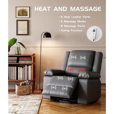 Leather Power Lift Recliner with Heat & Massage, Pockets for Elderly