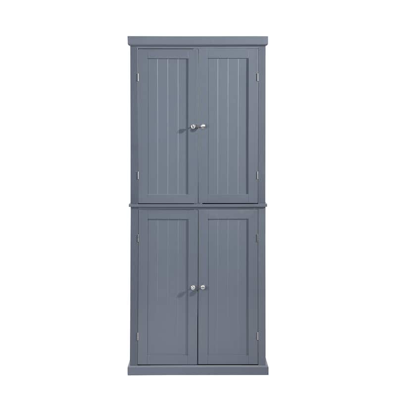 Freestanding Tall Kitchen Pantry,Storage Cabinet Organizer with 4 Doors and Adjustable Shelves