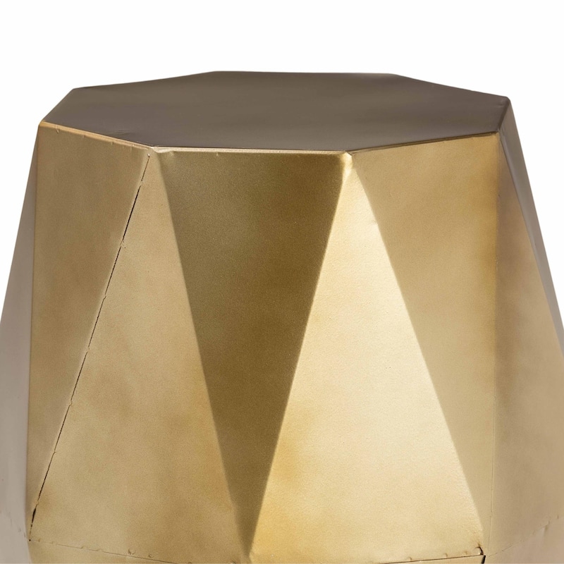 Salman Geometric Bronze Metal Accent Table - Faceted Modern Side Table for Indoor or Semi-Outdoor Use