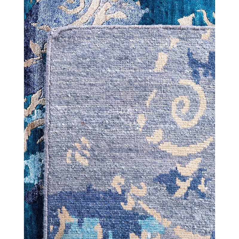 Modern One-of-a-Kind Hand-Knotted Area Rug, Blue - 9' 1" x 12' 2"