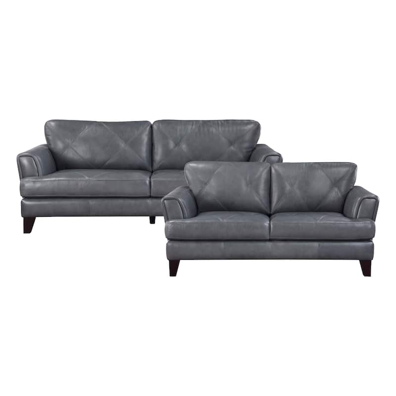 Howe 2-Piece Leather Living Room Sofa Set - Burnish Gray