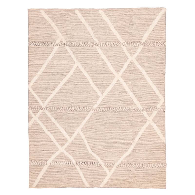 ECARPETGALLERY Hand-knotted Looma Taupe Wool Rug - 7'8 x 10'1