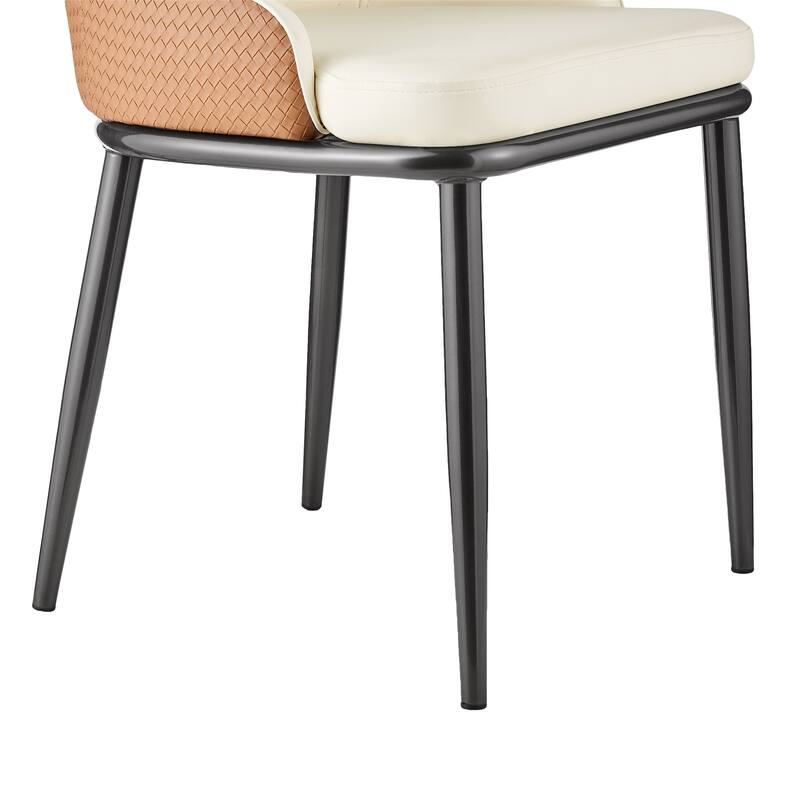 Faux Leather Upholstered Dining Chairs with Woven Back, Set of 2 - 18.11"W x 21.26"D x 36.61"H