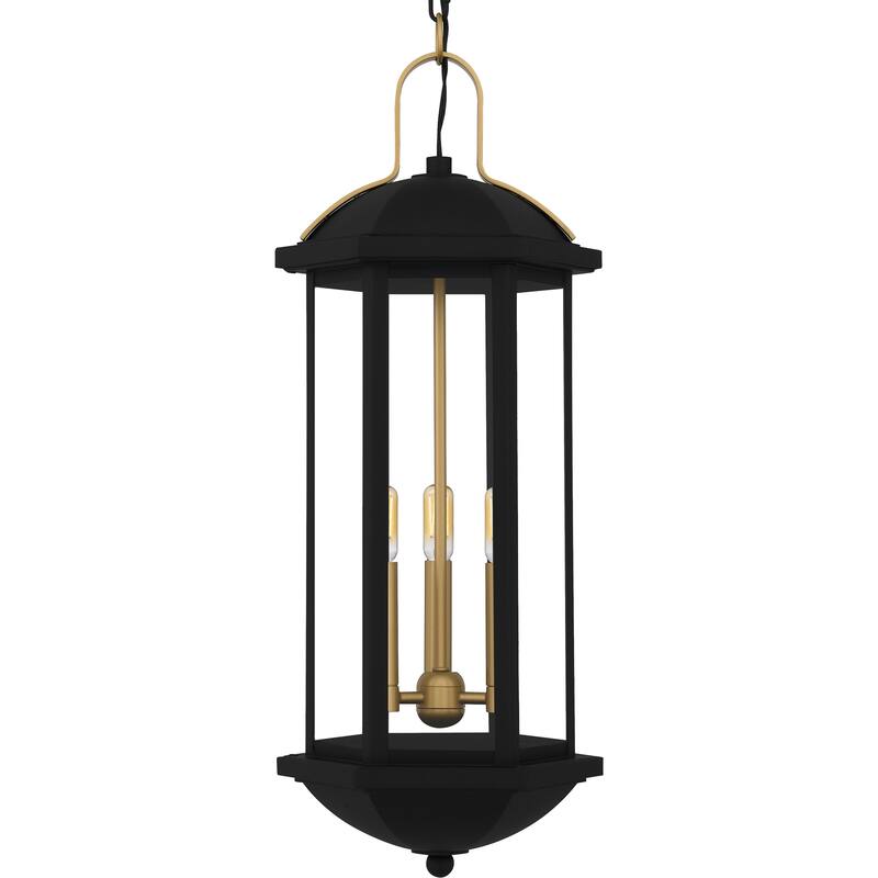 Crestfield 3-Light Matte Black Outdoor Hanging Lantern