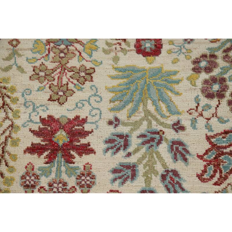 Hand Knotted Oriental 100% Wool Carpet Traditional All-Over Beige & Ivories Ziegler Area Rug - 9' 9'' X 6' 5''
