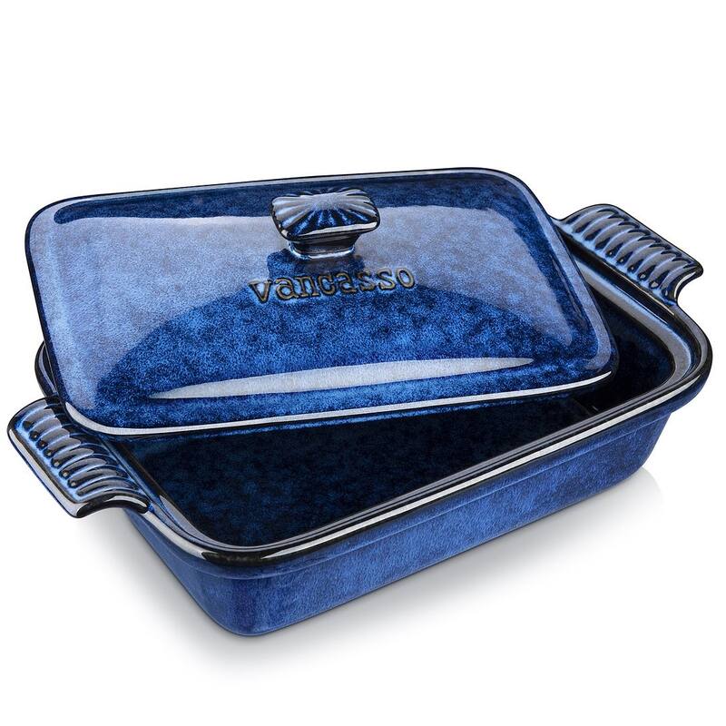 vancasso STARRY Blue Casserole Dish with Lid 1.9 or 3.8 Quart - 1.9QT.