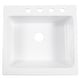 preview thumbnail 3 of 7, Parker Crisp White Fireclay 26" Single Bowl Quick-Fit Drop-In Farmhouse Apron Kitchen Sink with 4 Holes and Drain