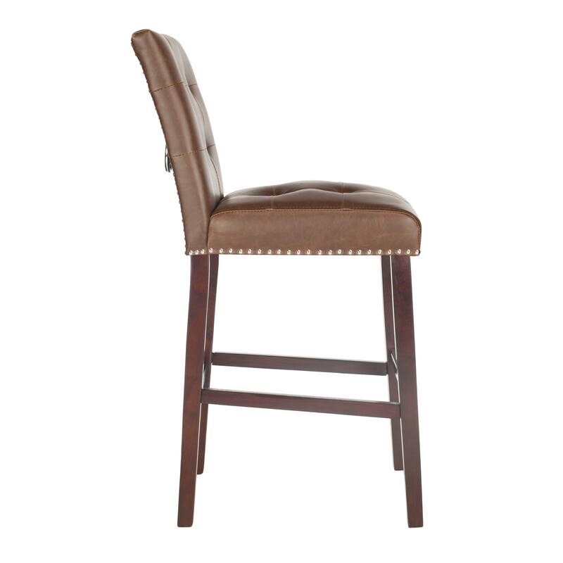 SAFAVIEH Arabella 31-inch Bar Stool - Brown / Espresso (Set of 2) - 19" x 23.3" x 44" - 19" x 23.3" x 44" - 19Wx23Dx44H