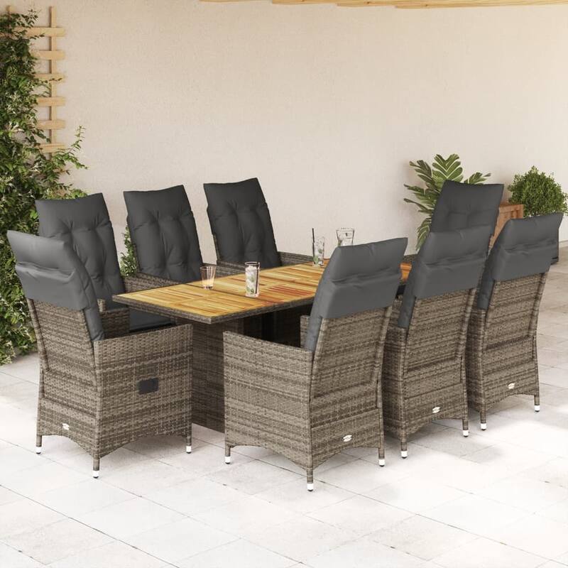 vidaXL Garden Dining Set Grey - 23.2 x 22.0 x 36.2 in - Grey-2