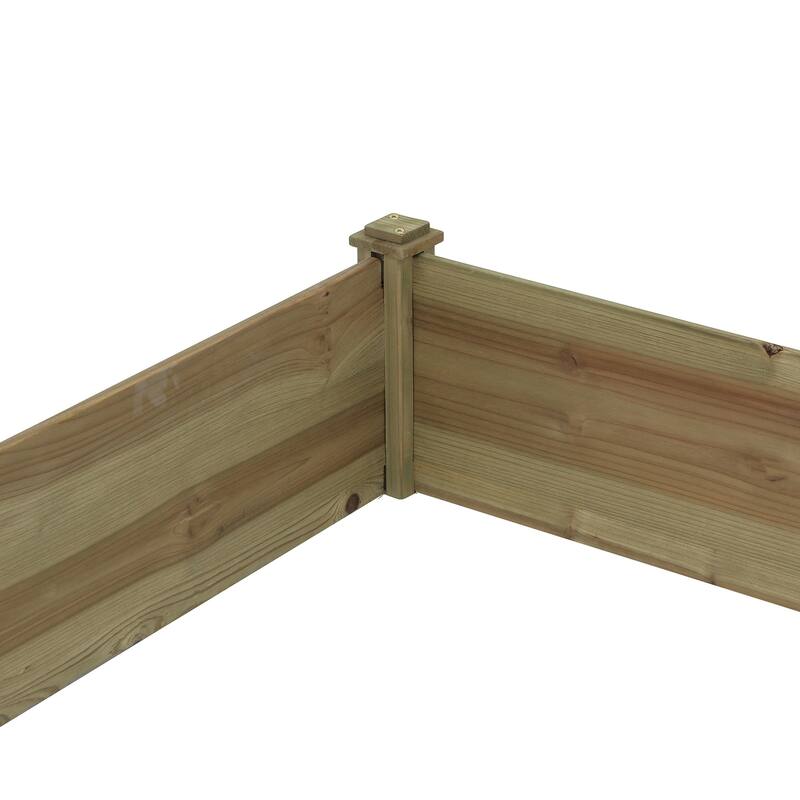 Natural Brown Wood 2-Section Raised Garden Bed