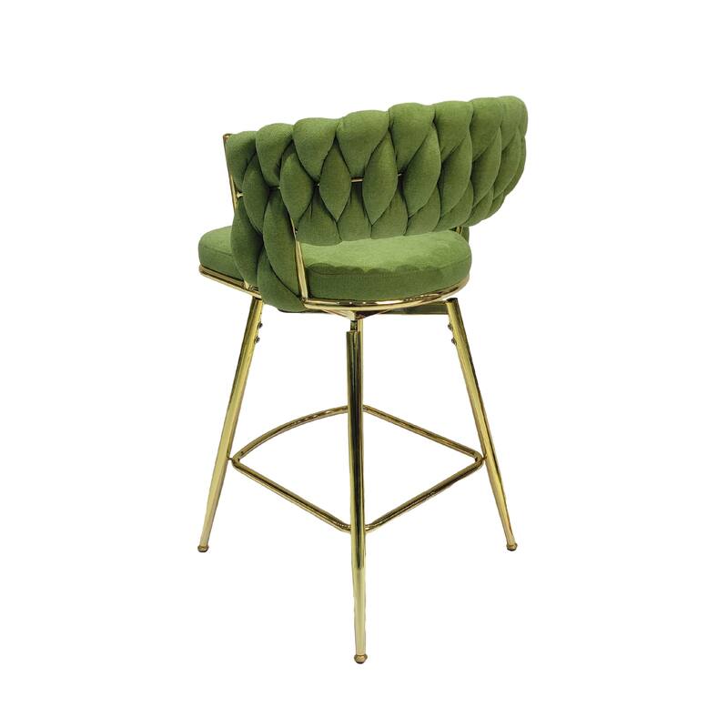 Set of 2 360 Degree Swivel Upholstered Arm Bar Stool,with Golden legs and Footrest