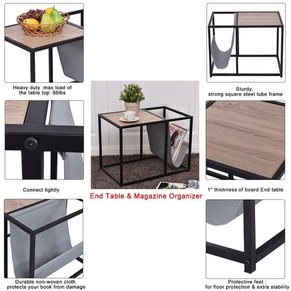 Shop Gymax End Table Side Accent Metal Magazine Organizer Living
