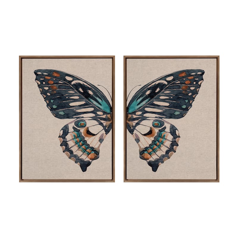 Sylvie Boho Butterfly Framed Canvas Art by Creative Bunch Studio